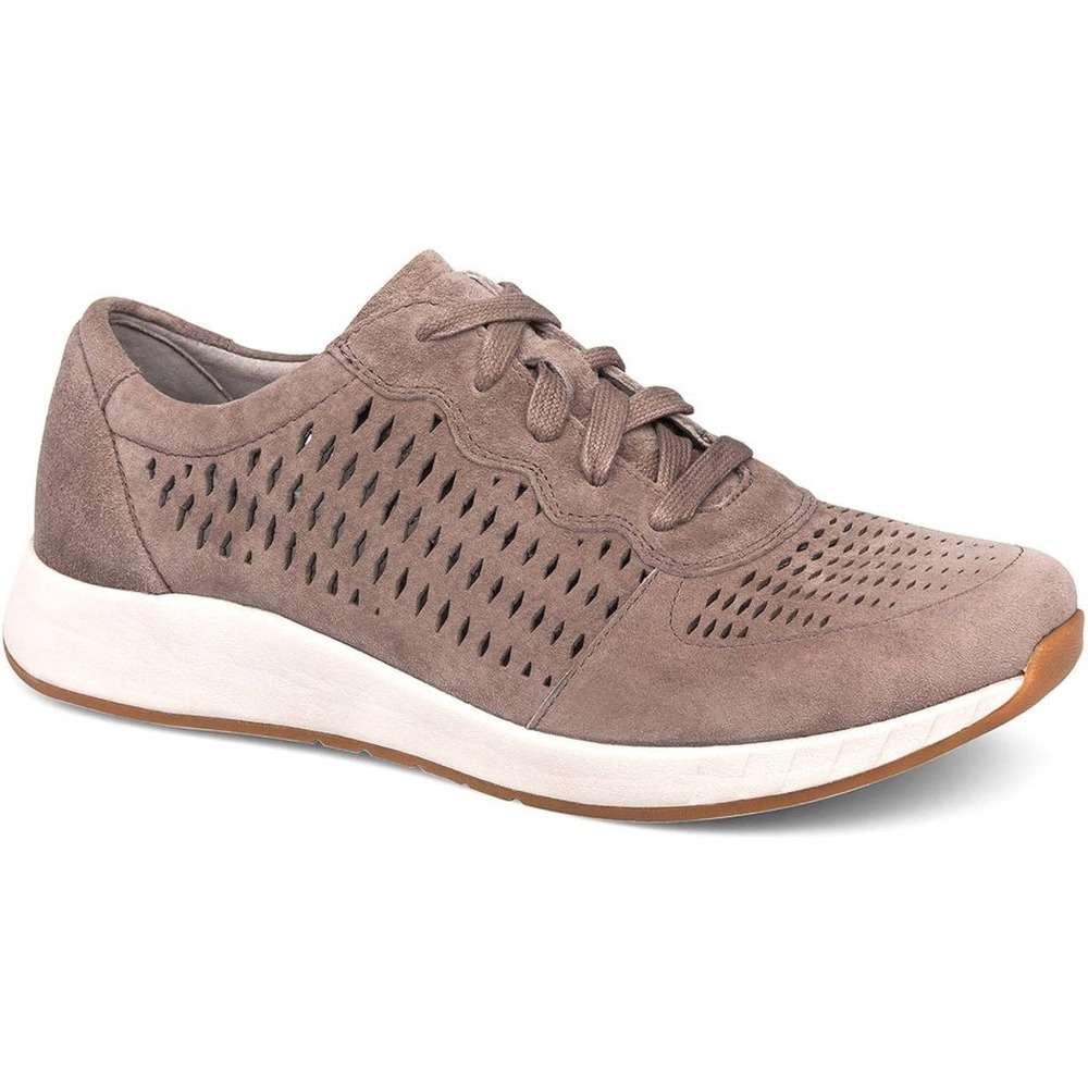 Dansko Charlie Taupe Leather Suede Perforated Sneakers Size 37 6.5-7